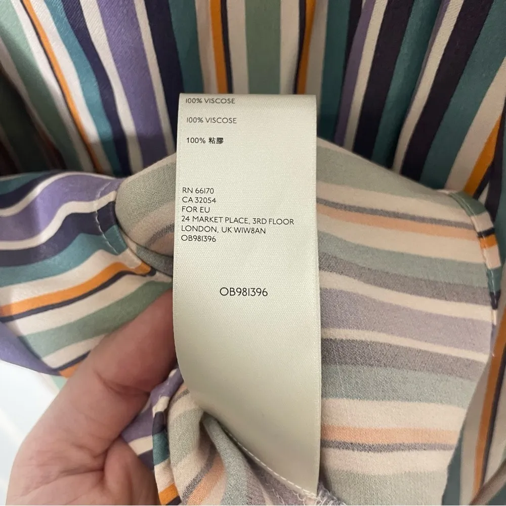 Anthropologie Maeve Freya Satin Colorful Striped Flare Midi Skirt Sz 0 349 - Image 6