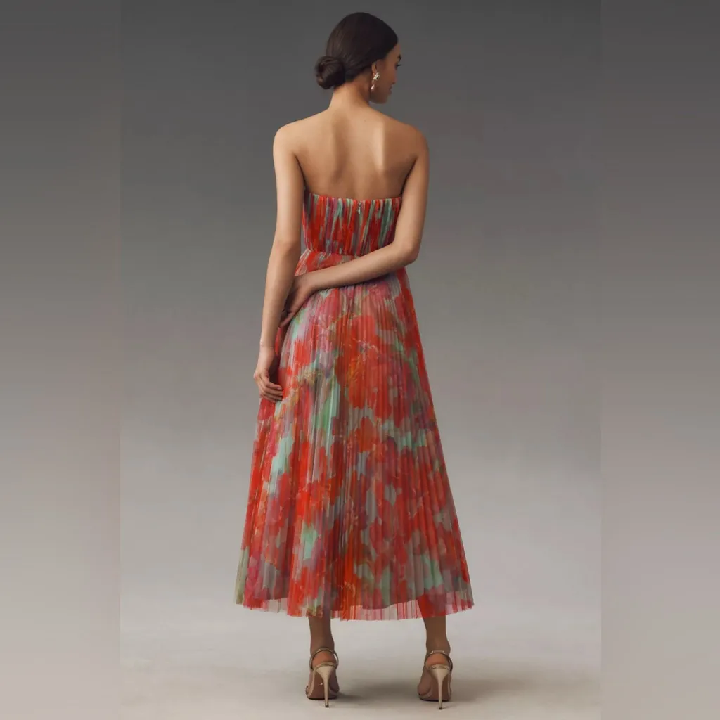 Hutch‎ Corene Strapless Floral Tulle A-Line Midi Dress 16w - Image 2