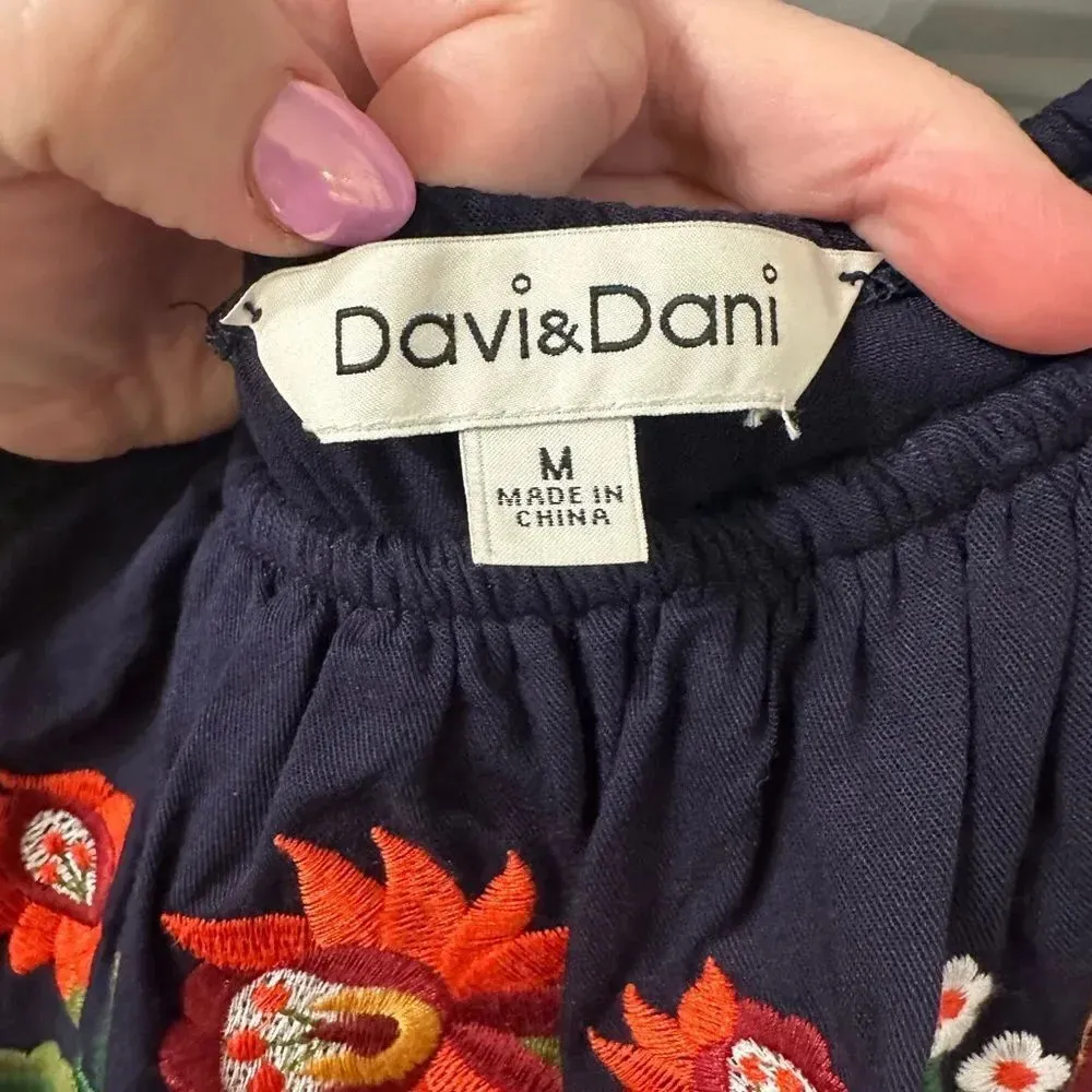 Embroidered Off Shoulder Floral Jumpsuit 'Love Lies' Size Medium - Image 8