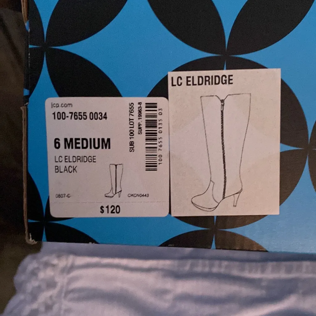 Liz Claiborne Black Knee High Boots with Block Heel Size 6 New In Box - Image 13