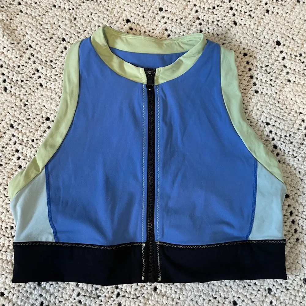 Solid & Striped Sport Trek High Neck Bra Laguna Blue Multicolor (Small) - Image 2