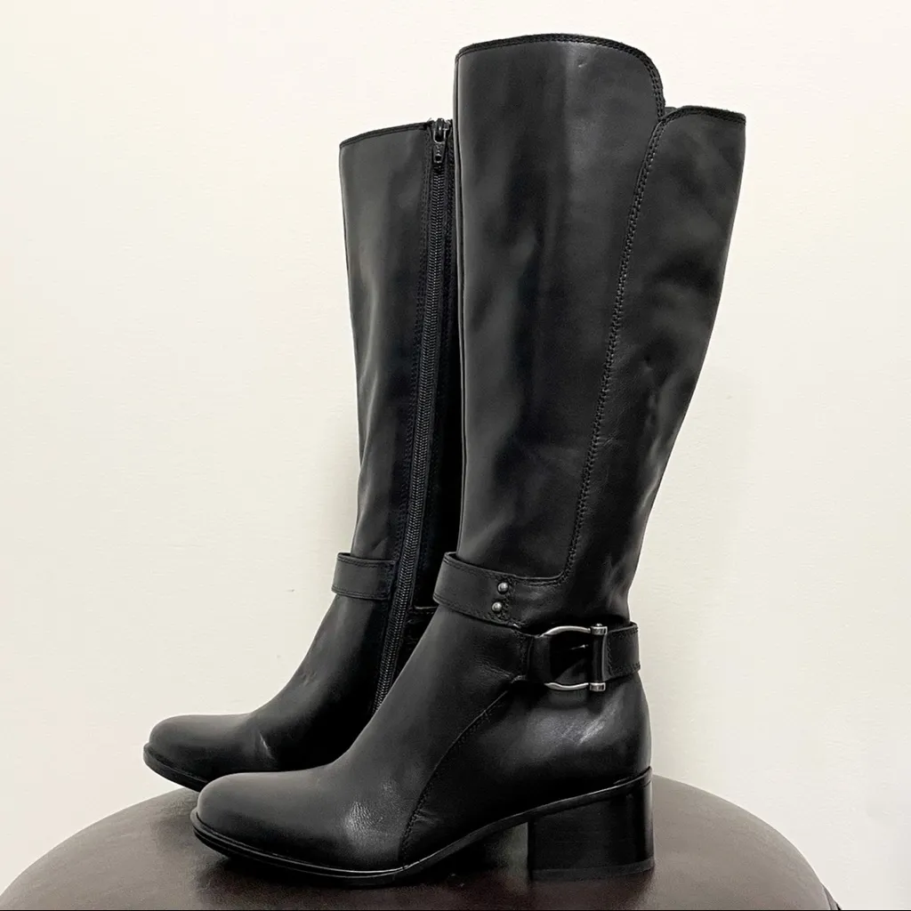 Naturalizer Black Leather Dane Boots 6.5 GUC 2 Inch Heel Mid Calf *no box* - Image 2
