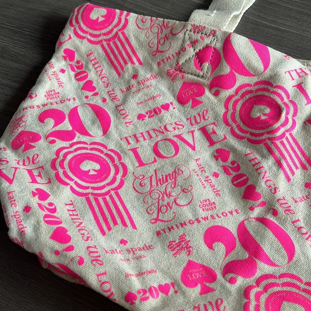 Kate Spade Canvas 20th Anniversary 20 Things We Love Tote Bag Pink Beige - Image 2