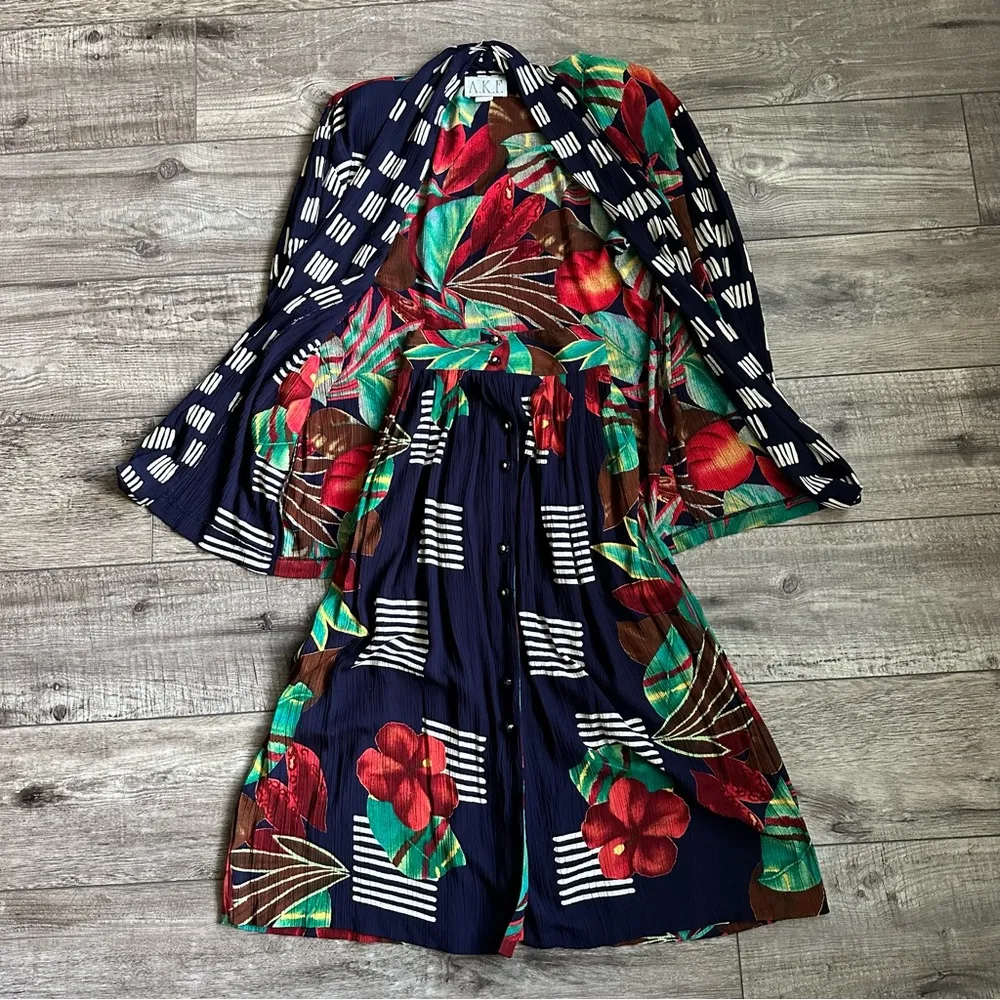Vintage 1980s tropical skirt + cardigan set - Image 11