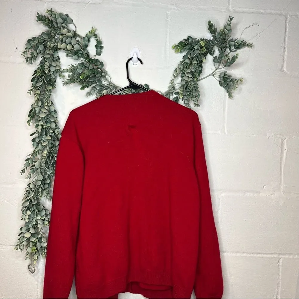 | women red wool button down sweater gold buttons - Image 5