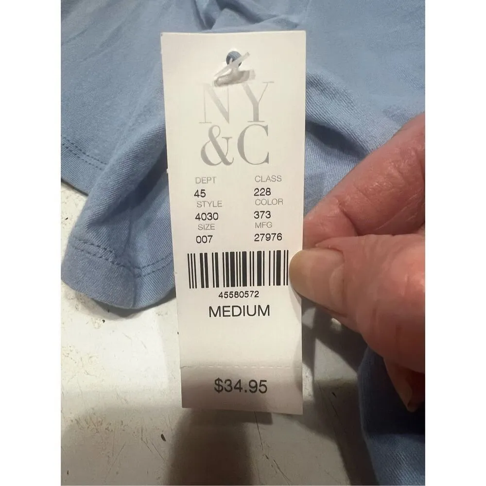 New York & Company Knit Top Sz M Powder Blue NWT Size M - Image 4