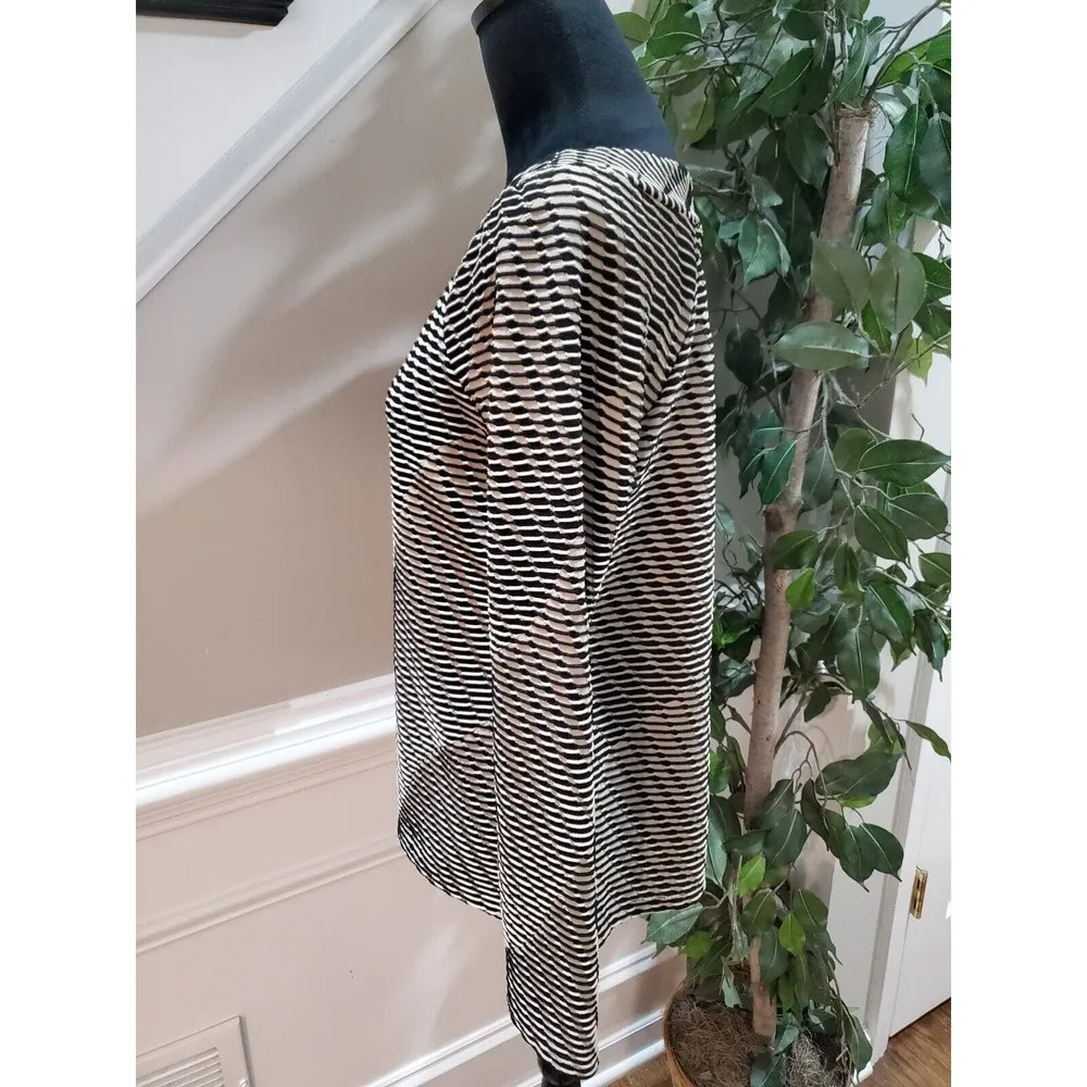 Dana Buchman Women's Black & White Polyester Zip Back Long Sleeve Top Blouse M - Image 4