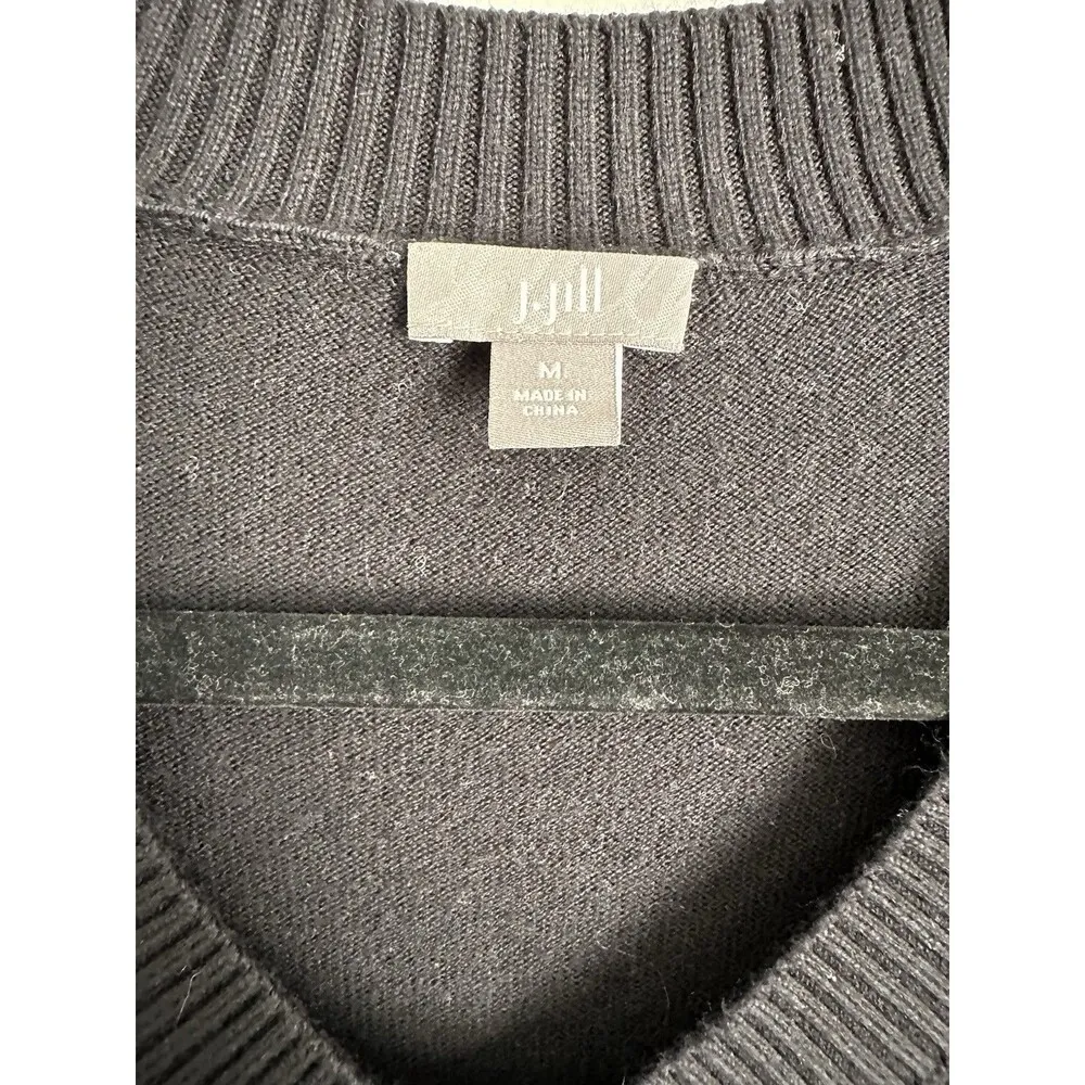 J. Jill Silk Blend Cardigan Women's Size Medium Button Front Long Sleeve Black - Image 3