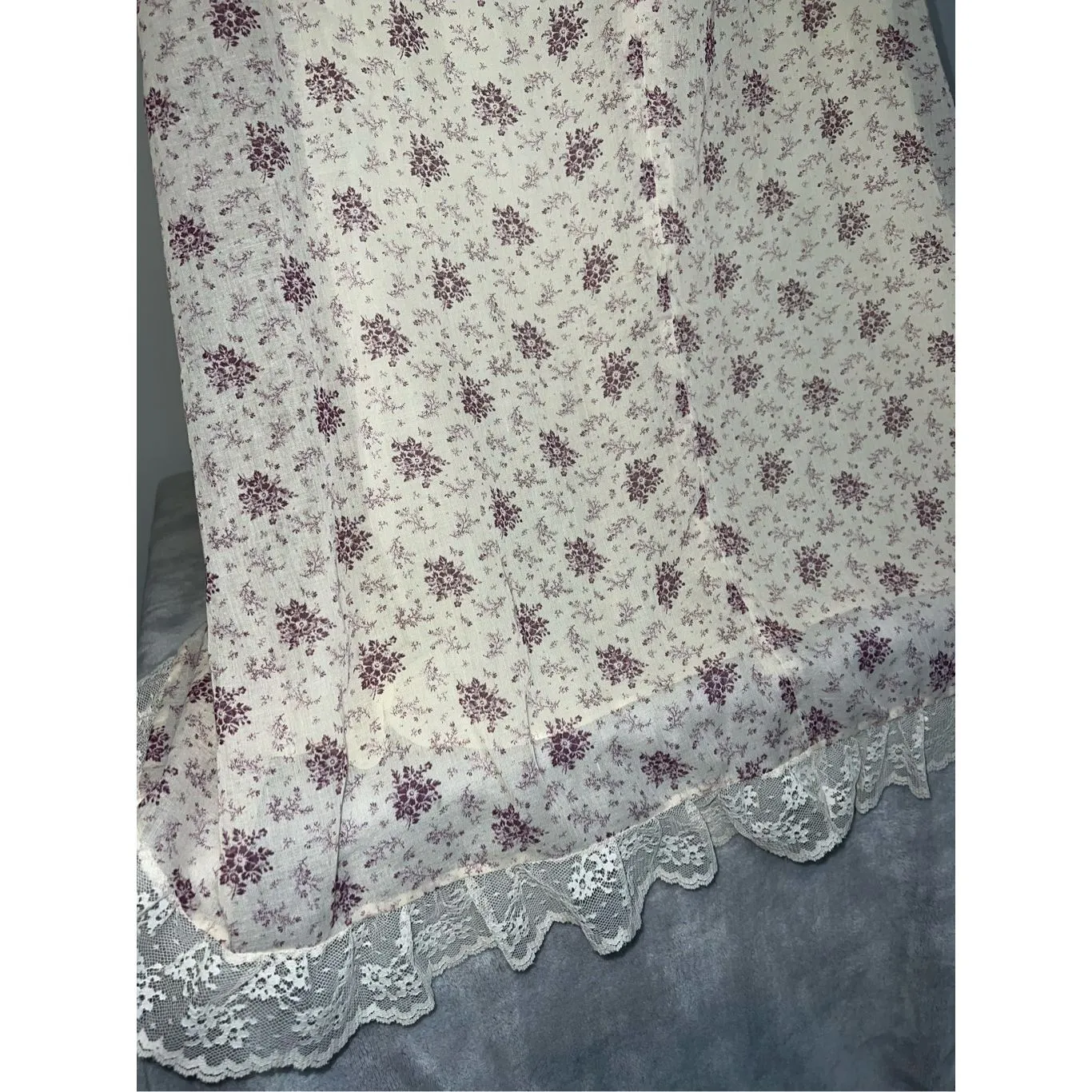 Women’s Vintage 70s JCPenney Cream/Purple Maxi Off Shoulder Dress Purple Size XS - Image 11