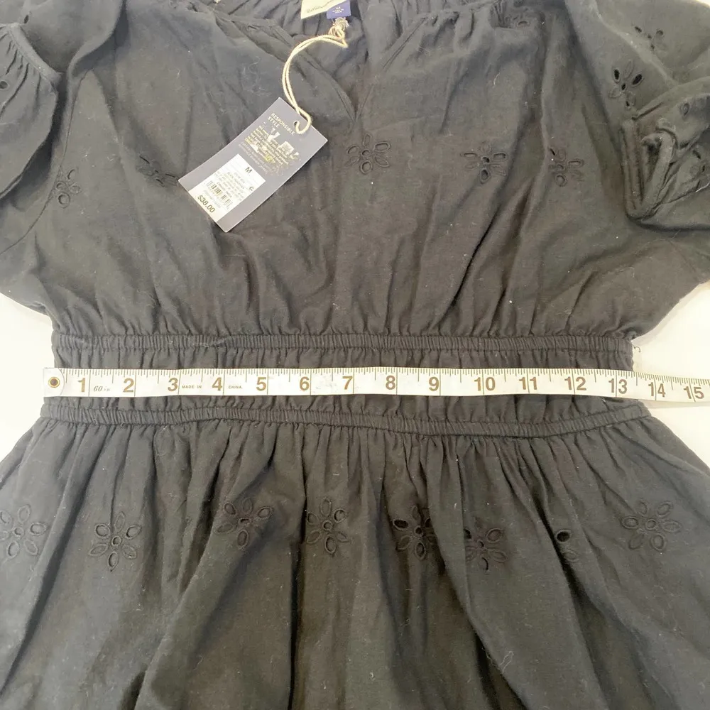 Universal Thread Black Eyelet Mini Dress Puff Sleeve NWT Sz M Cotton - Image 11