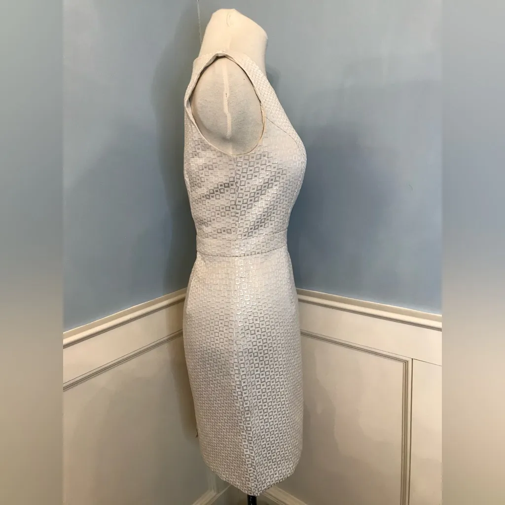 Pearl White Shimmer Sheath Dress by Banana Republic Sz 8 - Image 3