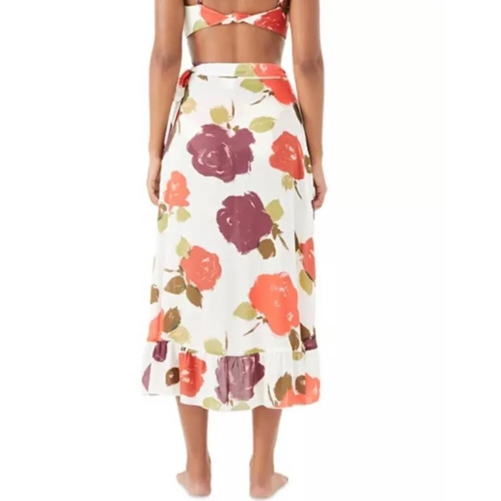 Kate Spade Swim Coverup Size M/L Skirt Floral Print Ruffle Wrap Sarong NWT Beach - Image 2