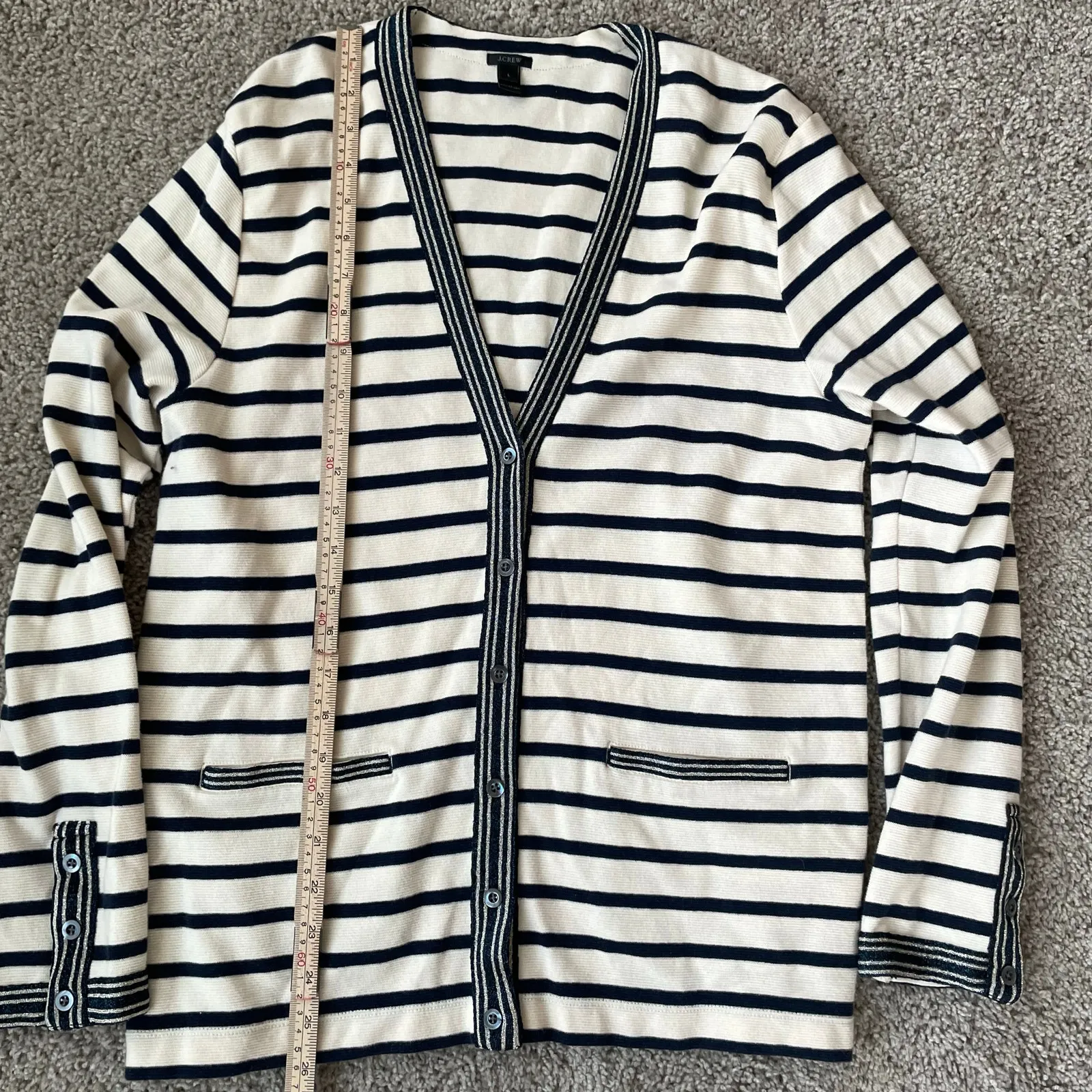 J.Crew Sz L striped V - Image 8