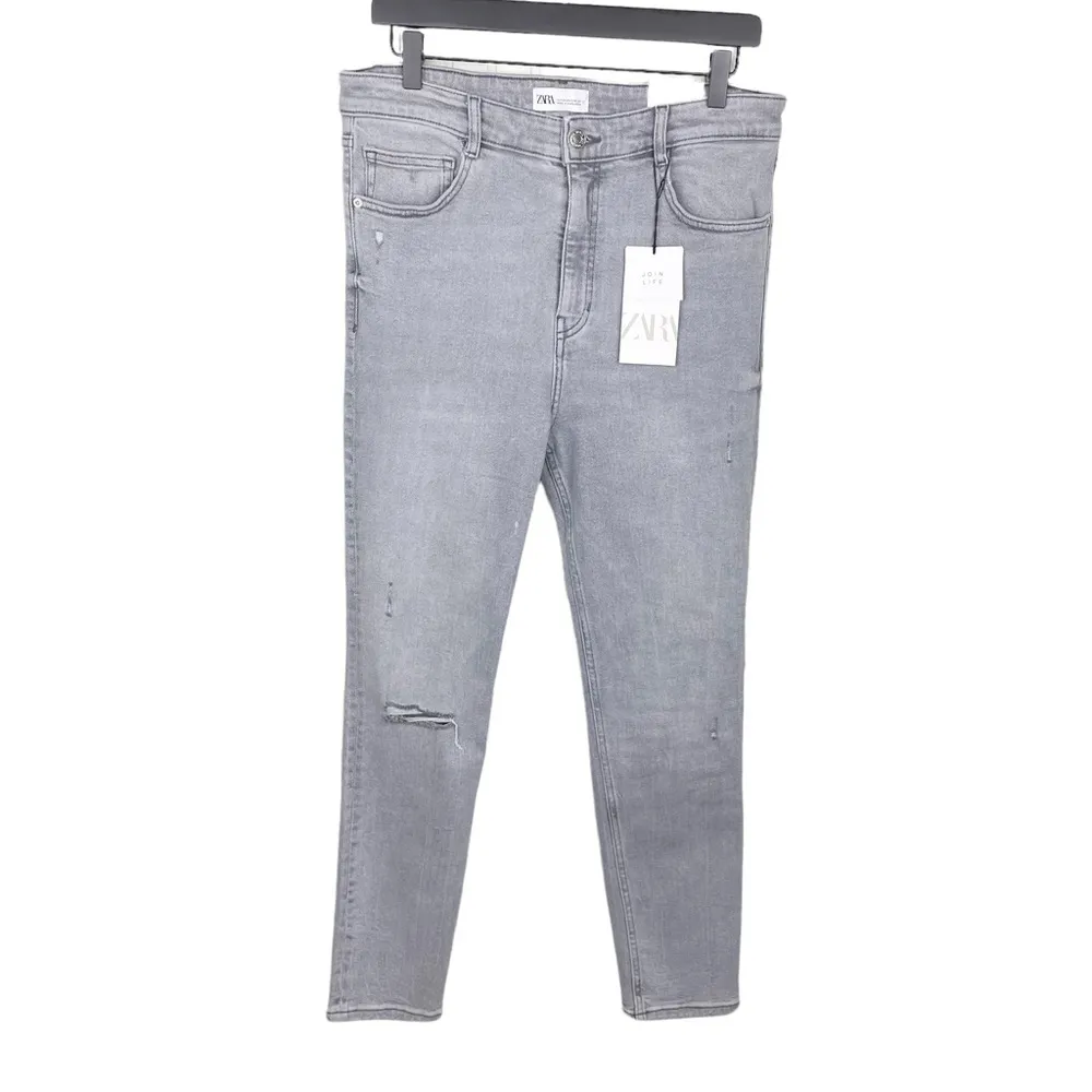 NEW Zara Hi-Rise Ankle Length Vintage Skinny Jeans Grey Denim Size 44 US 12 - Image 2