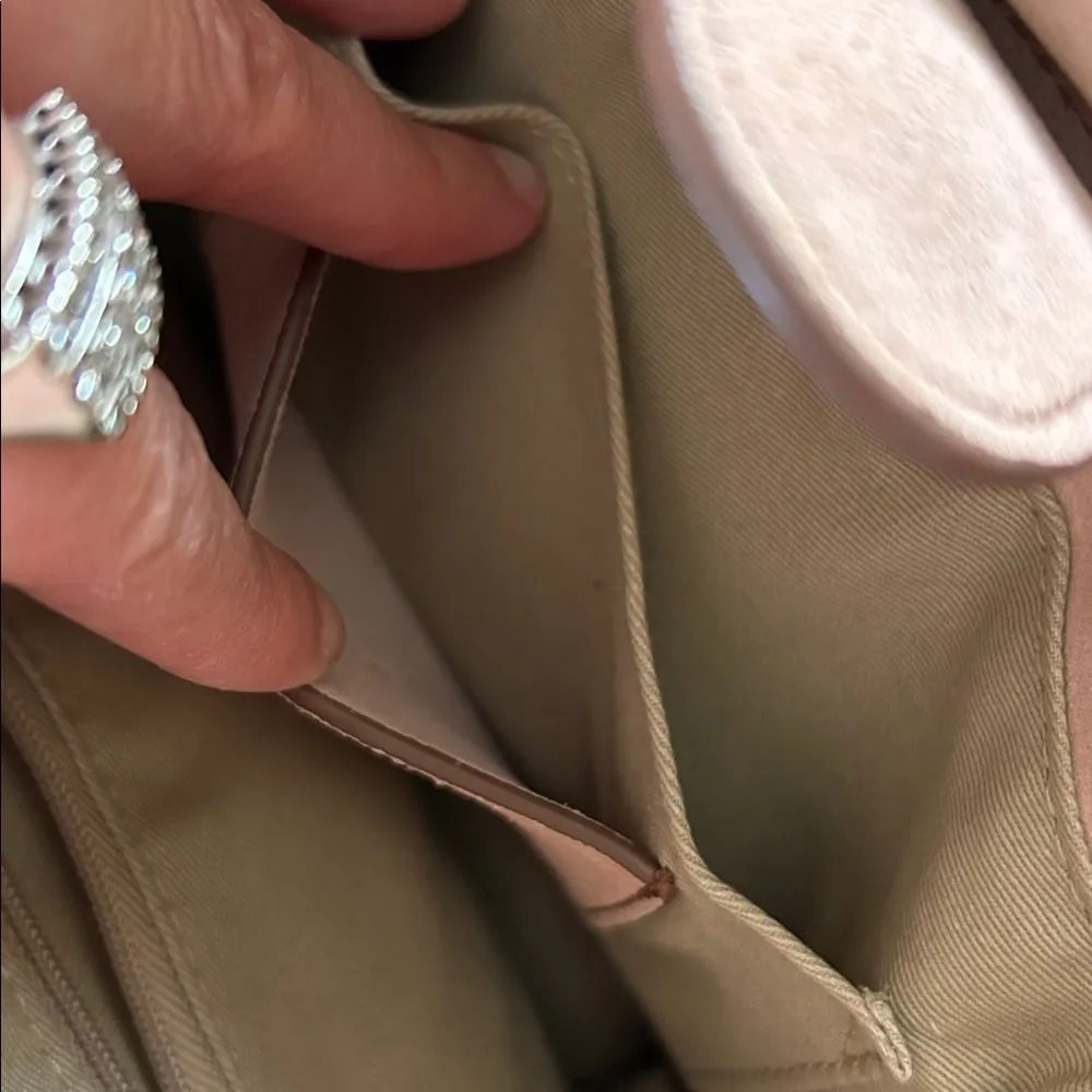 J.Crew baby pink suede 100% leather brass ring small tote bag crossbody​ - Image 11