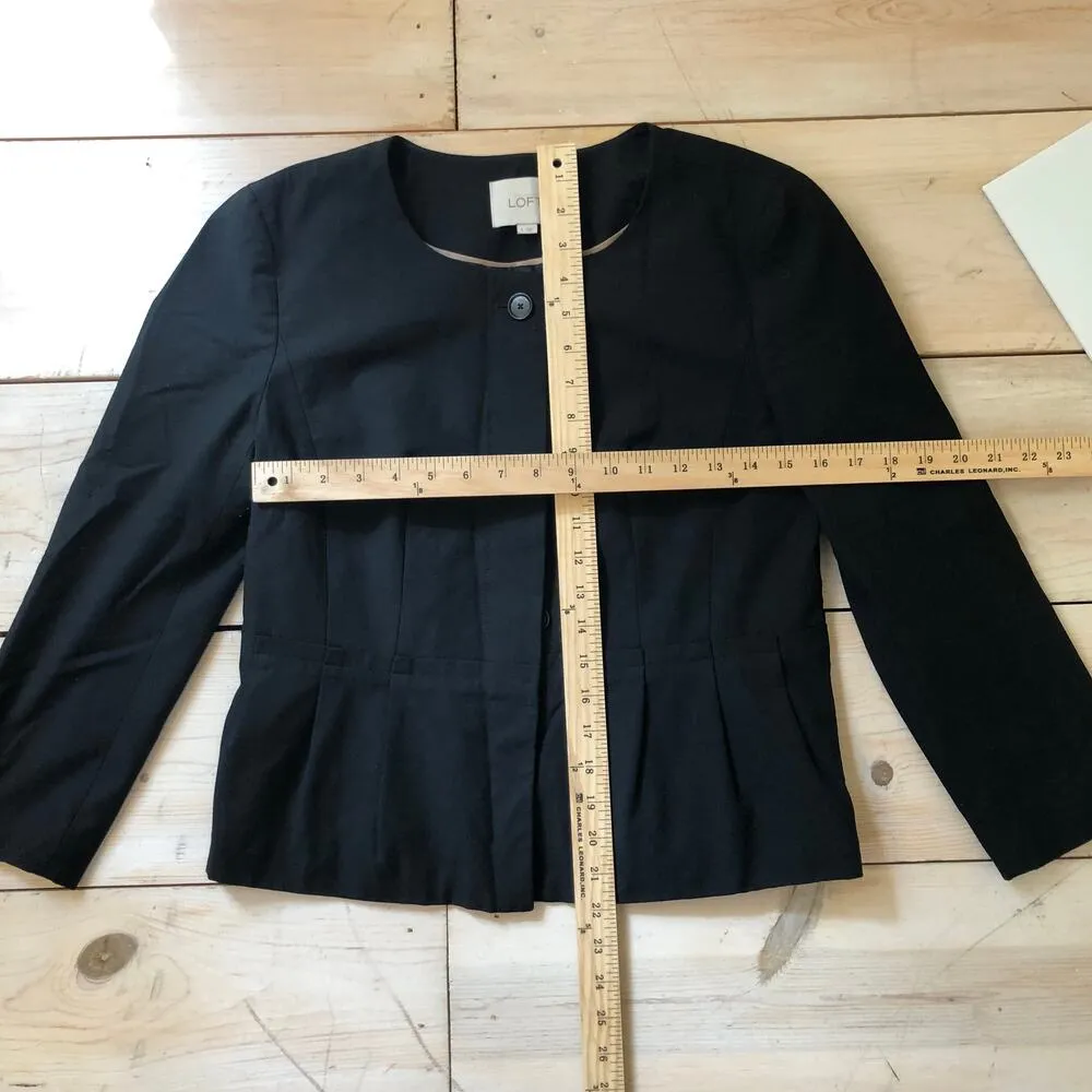 Ann Taylor LOFT EUC Women's Black Button Down Flare Back Black Blazer Size 6 - Image 5