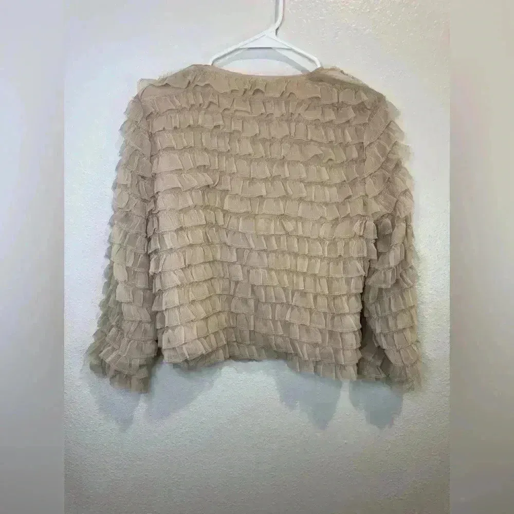 Hinge Tiered Pink Ruffles Open Cardigan‎ Long Sleeve Size M - Image 2