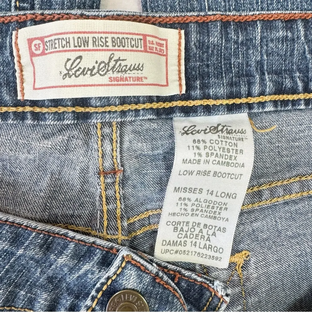 Levi’s Stretch Low Rise Boot Cut Classic 5 Pocket Blue Denim Jeans Size 14L - Image 9