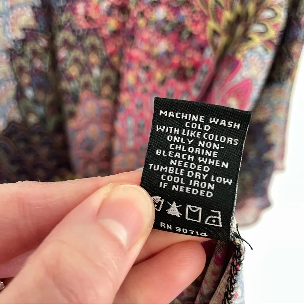 JBS J.B.S. Plus Size Multi Paisley Peacock Feather 3/4 Sleeve Bell Sleeve Dress Purple - Image 11