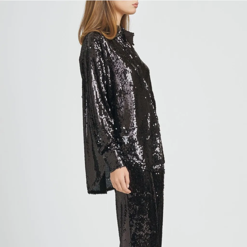 WAYF Black sequin button down - Image 3