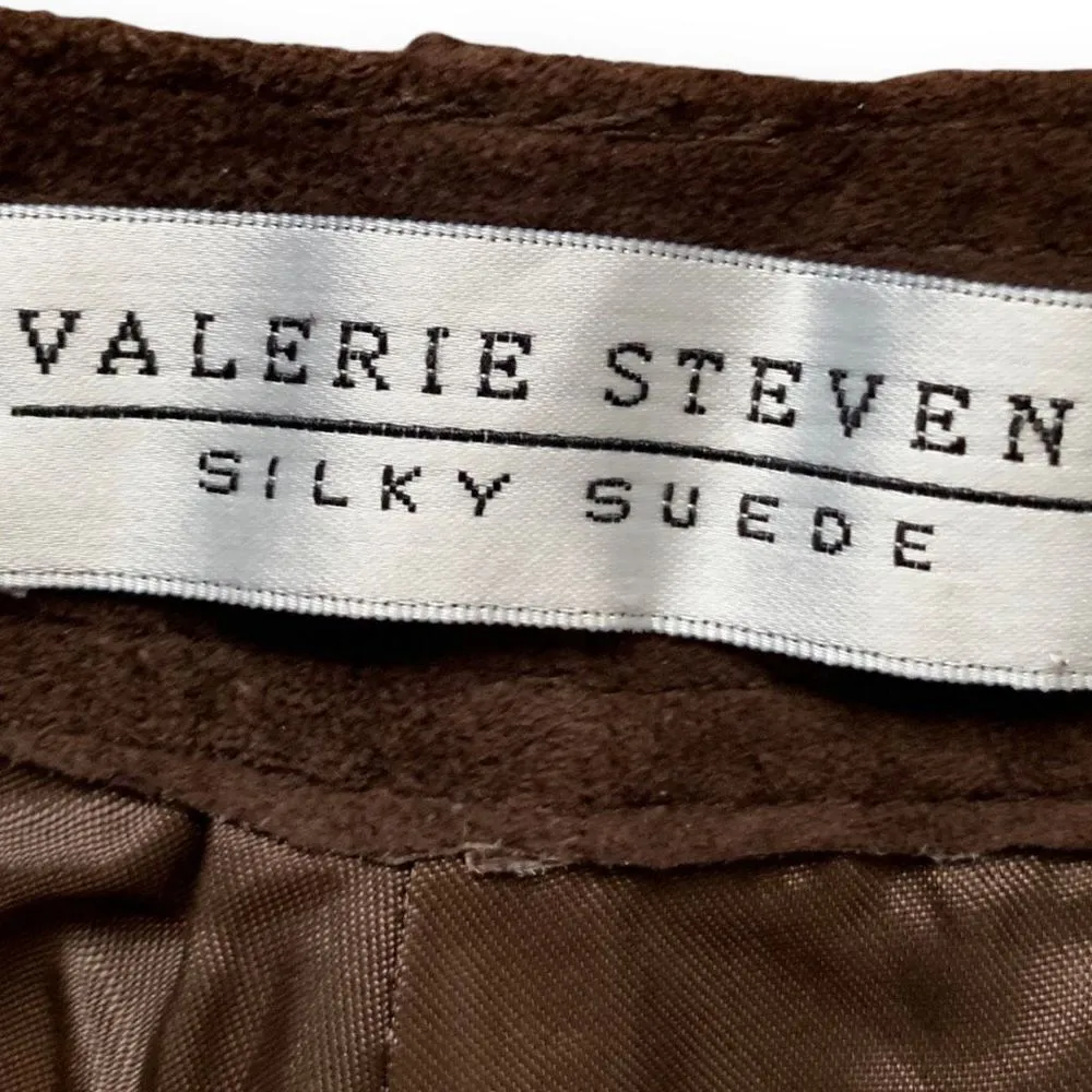 Vintage Valerie Stevens Pants Chocolate Brown Suede Leather High Waisted - Image 8
