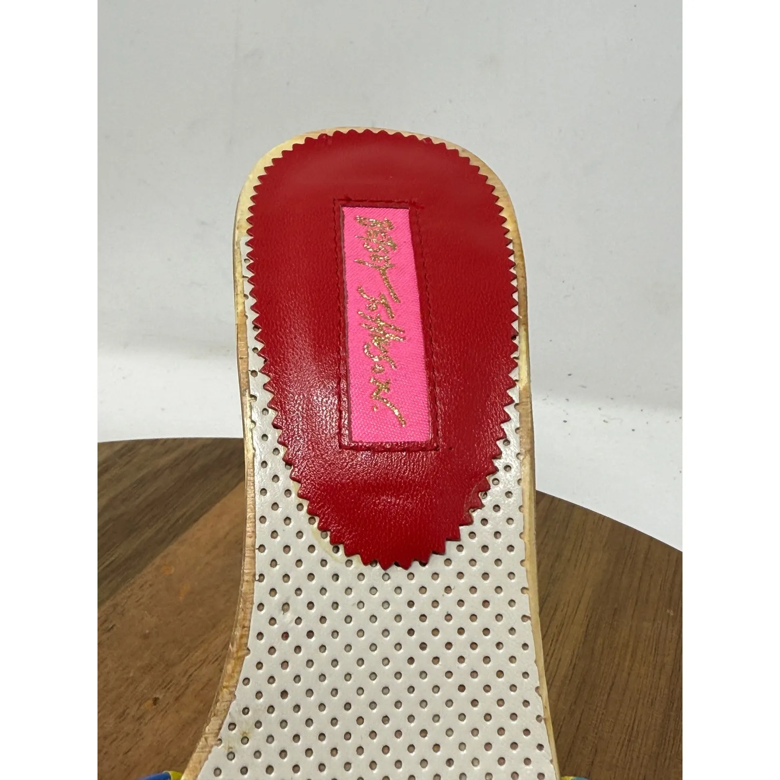 Betsey Johnson Clogs Slides Heels Wood Colorful‎ Rose Leather Flower Shoes - Image 4