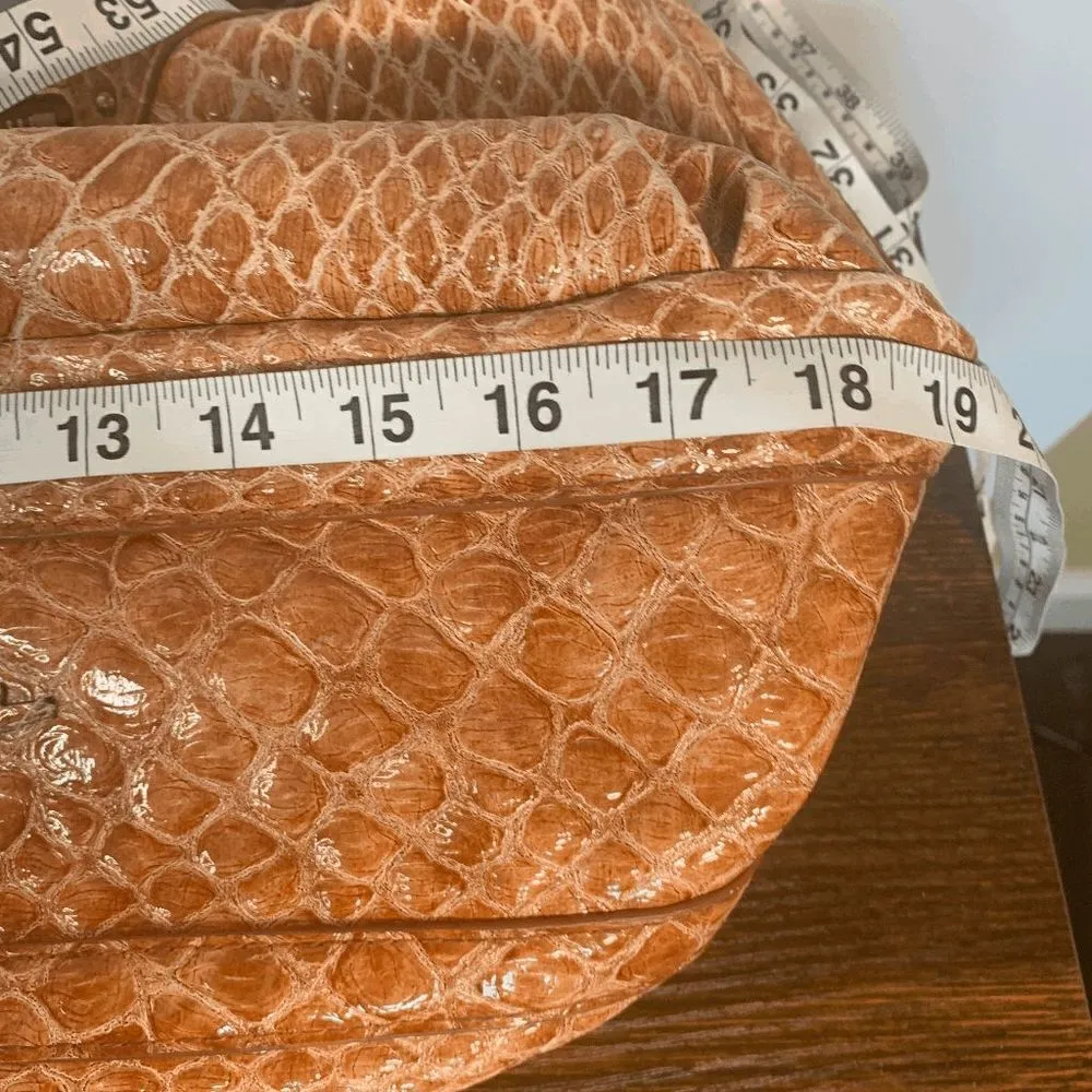 Jessica Simpson Women's Crocodile Pattern Purse Shoulder Hobo Bag Orange Large - Image 14
