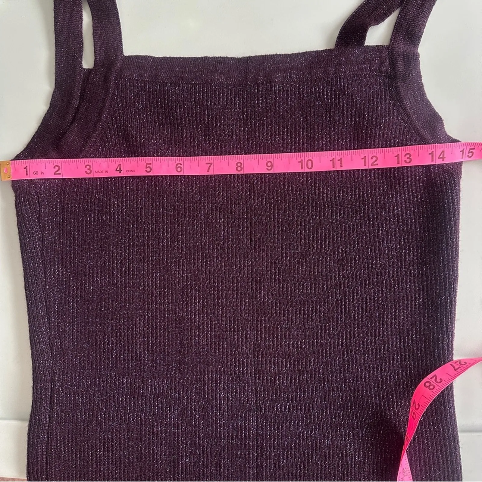 Vintage Dana Buchman Eggplant Purple Wool Knit Metallic Women's Tank Top Fairy - Image 7