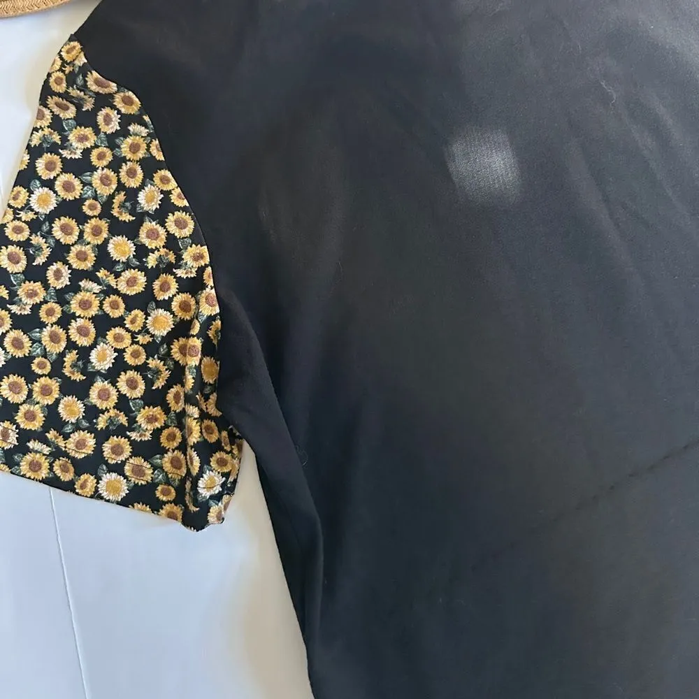 Vintage 80s KWBL Los Angeles Black Sunflower Embellished Short Sleeve T Shirt - Image 8