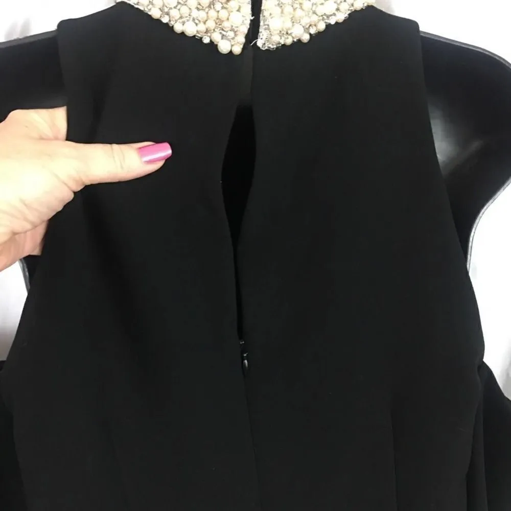 Rachel Zoe Black Cold Shoulder Pearl Choker Black Dress - Image 10