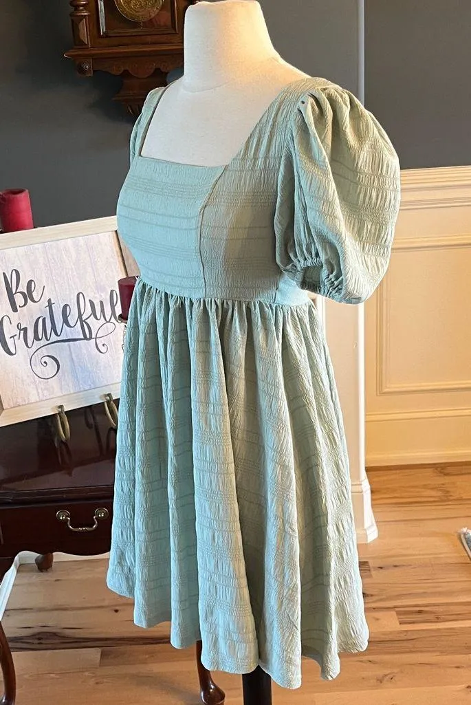 Sage Mini dress Puff Short Sleeve New - Image 2