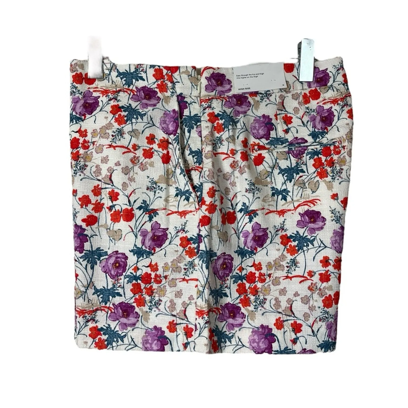 Ann Taylor New Shorts High Waisted Pockets Red Purple Floral Women's Size 14 - Image 6