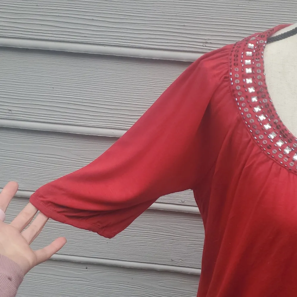 Lane Bryant Jewel Neckline Peasant Sleeve Shirt Size 14/16 - Image 3