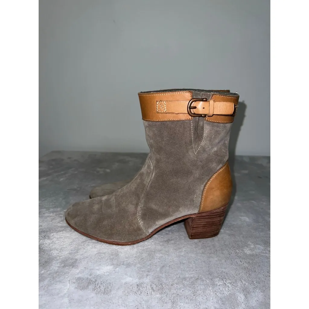 Women's Sebago Taupe Suede & Brown Leather Ankle Boots Size 10 Tan - Image 3