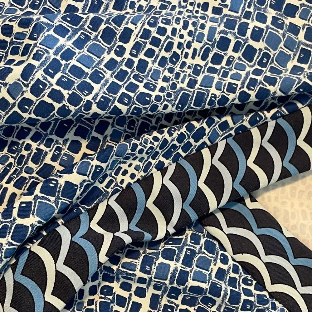 J. McLaughlin Faux Wrap Catalina Cloth Blue White Dress Size XSmall - Image 6