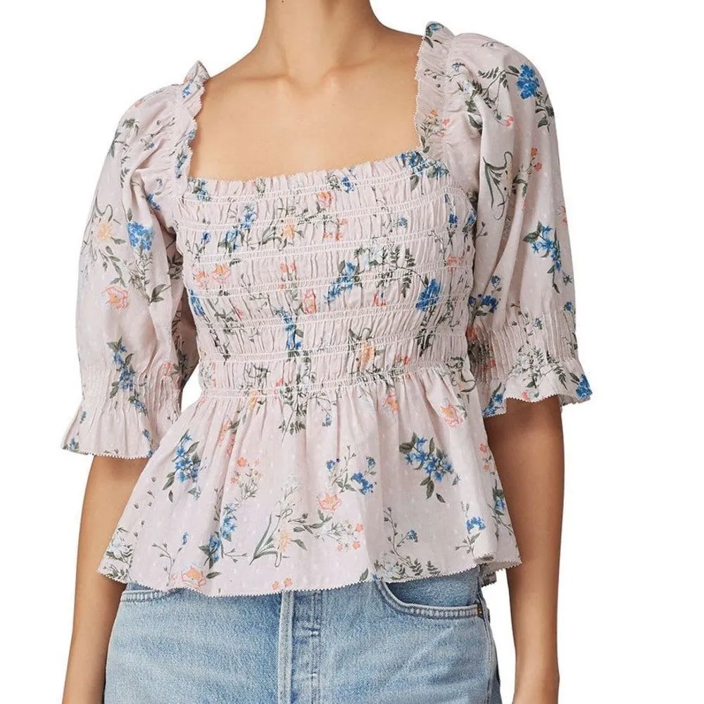 SAYLOR Clover Smocked‎ Floral Top Small - Image 10