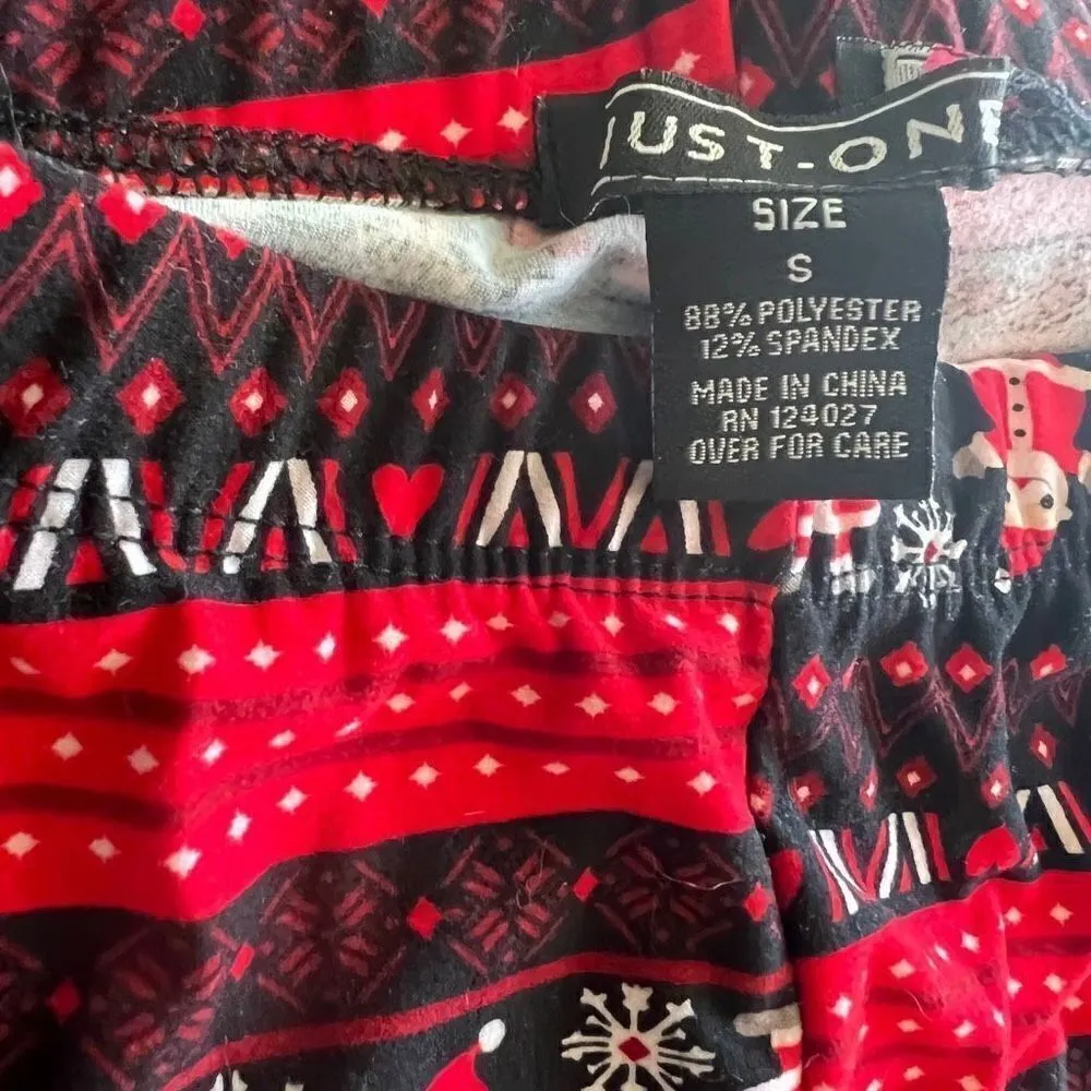 3/$15 Santa/Christmas Holiday Winter Print Patterned Leggings Lounge Pants S Black - Image 3