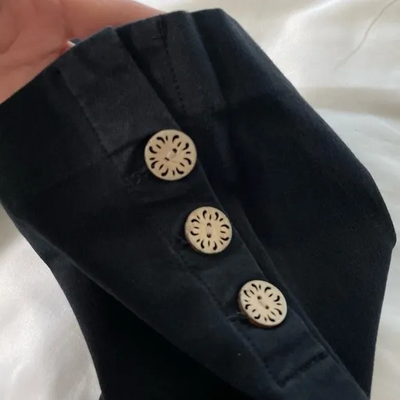 Soft Surroundings Black Pull On Wooden Button Pants Size Small - Image 4