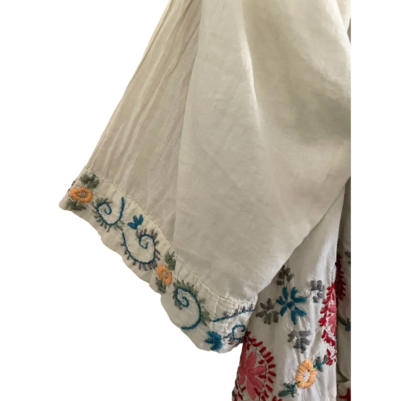 Johnny Was 100% Cotton Embroidered Open Jacket Kimono Large - Image 11