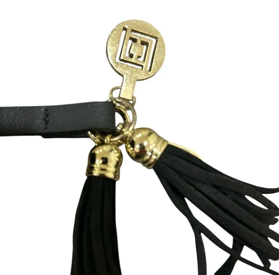 Fur Pom Pom Keychain with Cell Phone Charger Black - Image 2