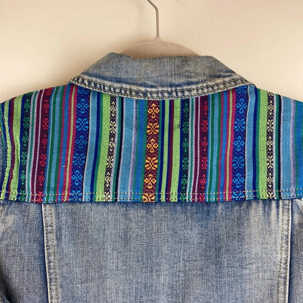 Love Culture Medium Wash Distressed Boho Denim Jacket A - Image 9