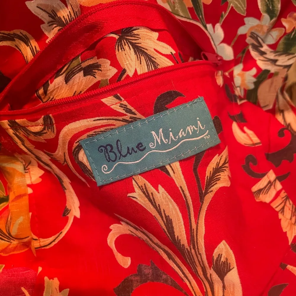 Vintage  Weaved w/ Red Floral Fabric Satchel Purse 21x17 Inch BIG - Image 8