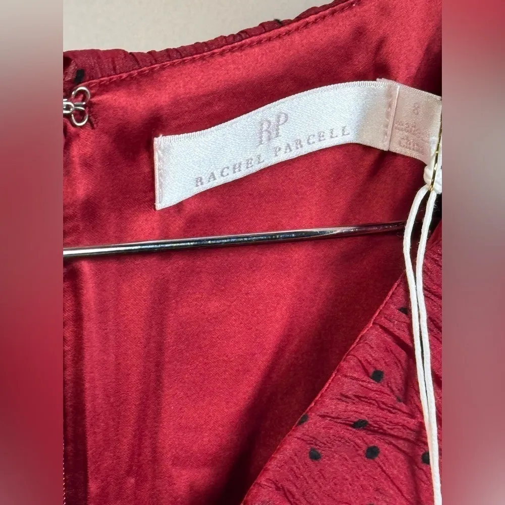 Rachel‎ parcell Women's Red Black Polka Dot Long Sleeve Tiered Ruffle Dress 8 - Image 8