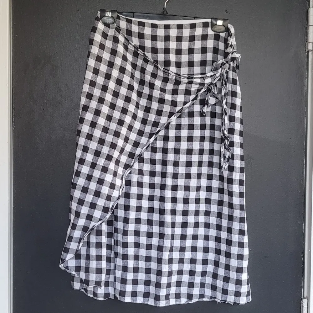 Madewell $98 Sarong Faux-Wrap Midi Skirt In Gingham Check 2 - Image 3
