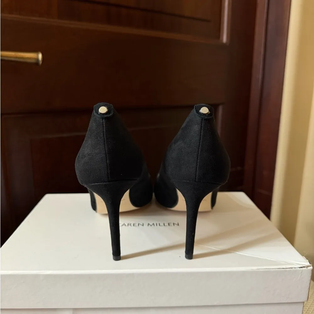 Karen Millen Black Suede Heels with Glitter Toe Cap Size 39~Size 8 NWT Brand New - Image 3