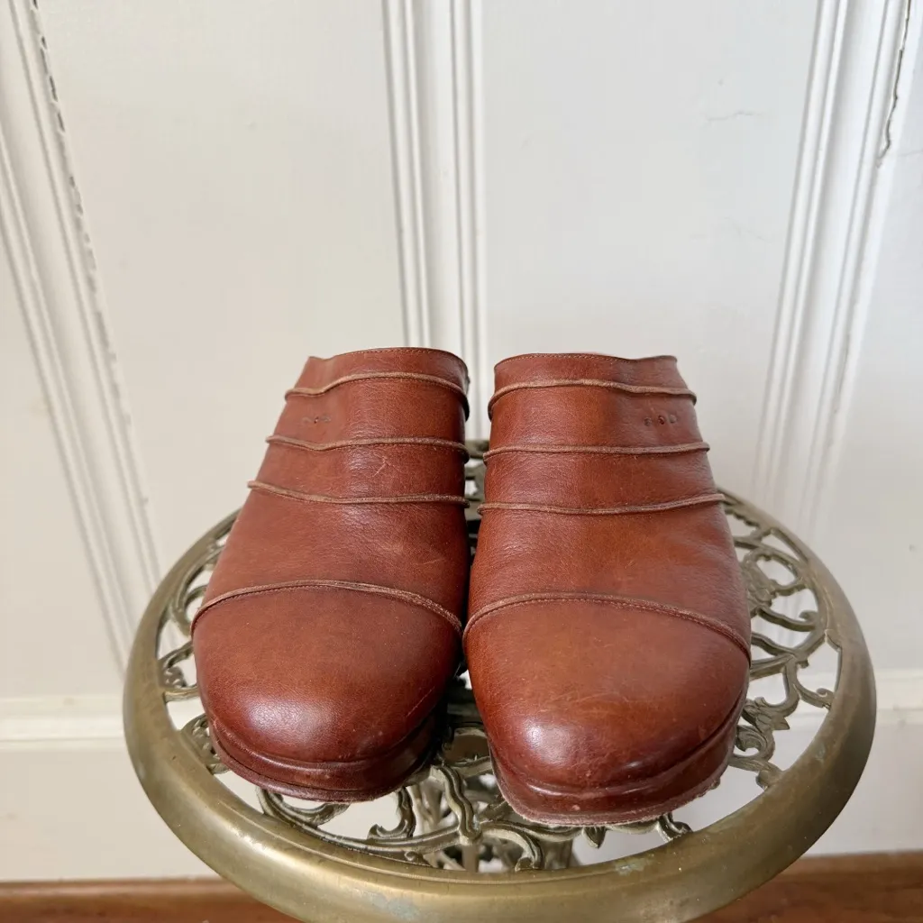 Henry Cuir Italian Leather Mules size 7 Brown - Image 2