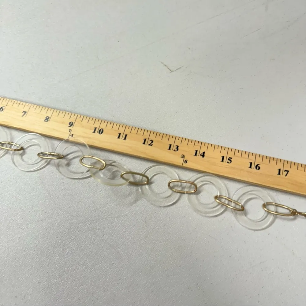 Clear Plastic Link Gold Tone Necklace Artsy Art to Wear Funky - Image 8