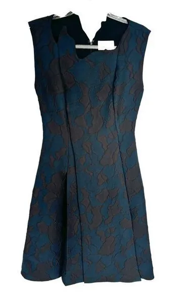 3.1 Phillip Lim Dress Size 0 Jacquard Print Asymmetrical Neckline Sleeveless - Image 1