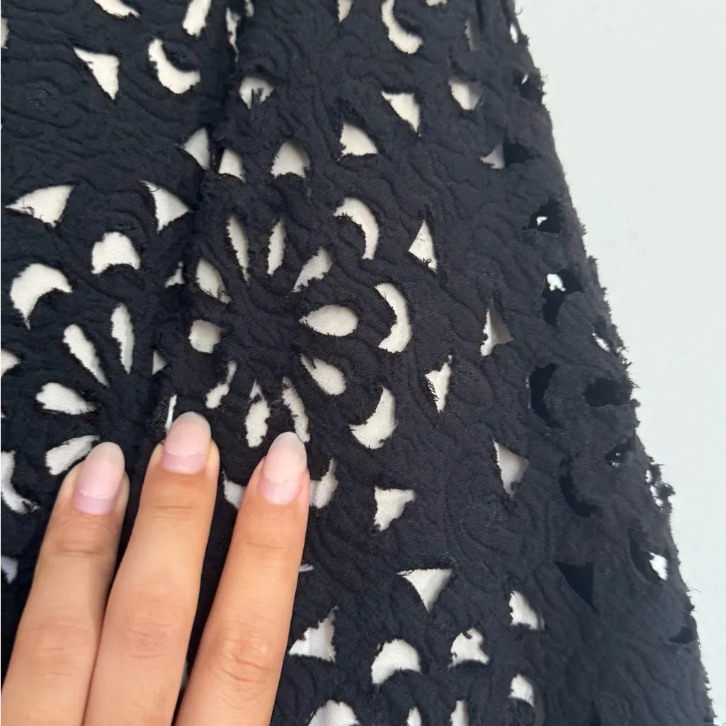 Alice + Olivia Viviana Black Floral Cutout A-Line Skirt - Image 10