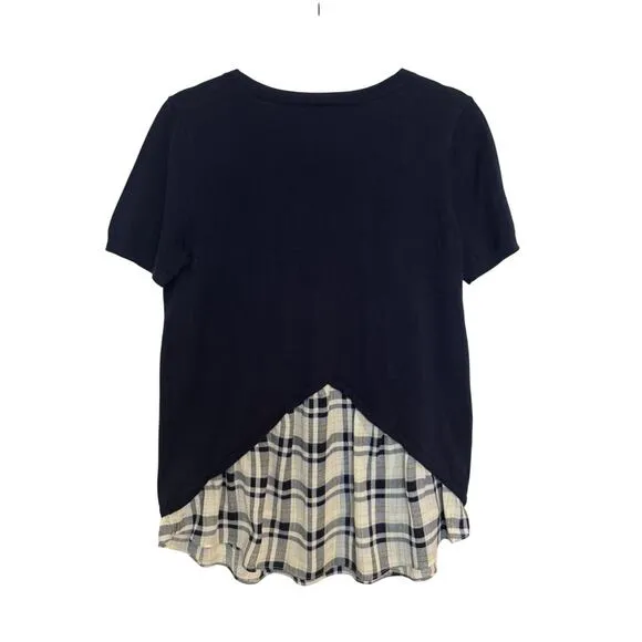 Preppy Layered Short Sleeve Top Sz Med Collegiate Quiet Luxury Old Money - Image 2